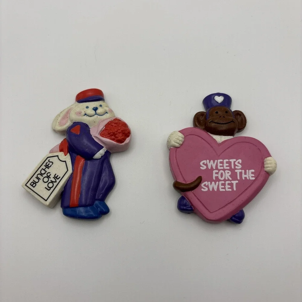 Vtg Avon Refrigerator Magnets Bunches Of Love Sweets For The Sweet Bunny Monkey‎